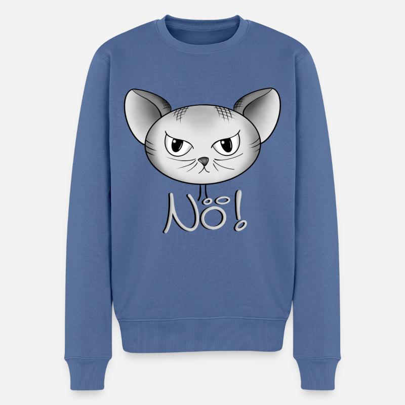 Katze Nö - Männer Premium Bio Pullover - Taubenblau