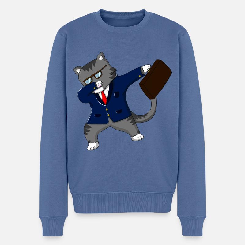 Chat avocat - Pull Premium bio Homme - bleu pigeon