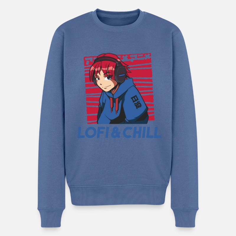 Lustiges Anime, Manga, Lofi Geschenk - Männer Premium Bio Pullover - Taubenblau