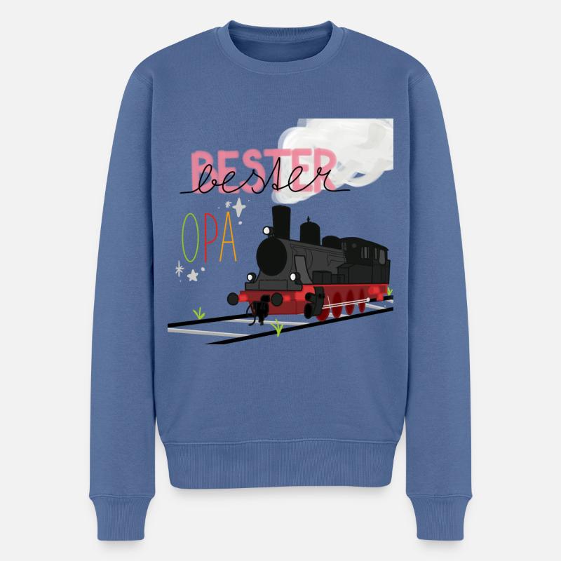 Eisenbahn Opa Eisenbahner Dampflok Bester Geschenk - Männer Premium Bio Pullover - Taubenblau
