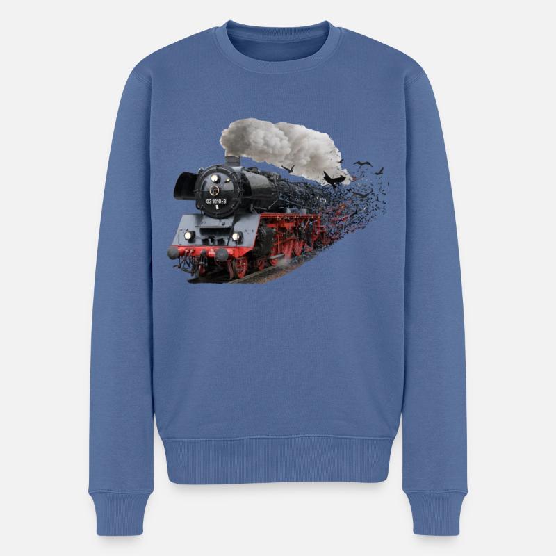 Dampflok - Männer Premium Bio Pullover - Taubenblau