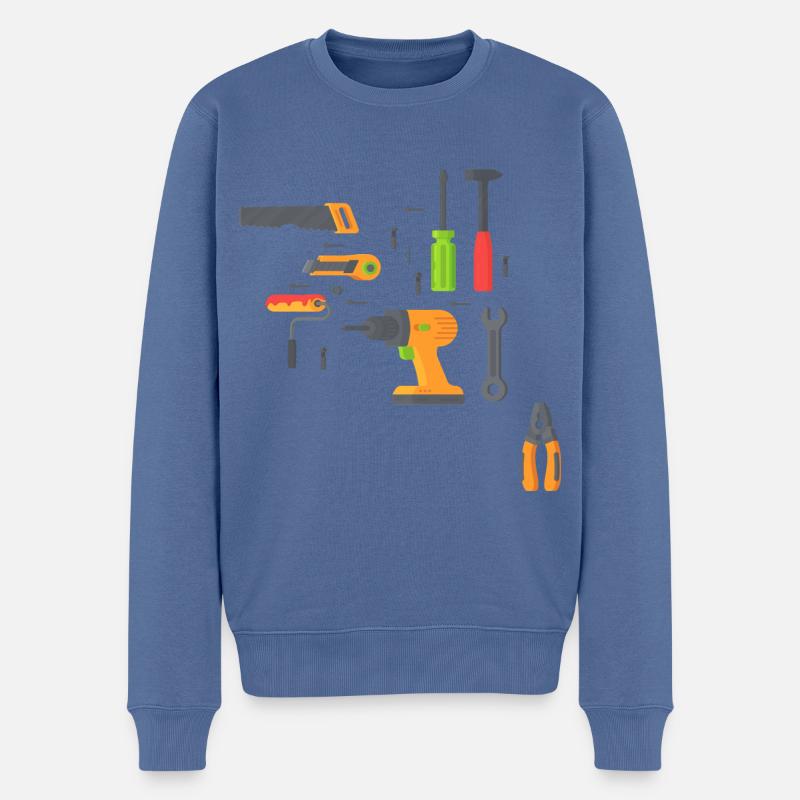 Toolkit, Handwerker - Männer Premium Bio Pullover - Taubenblau