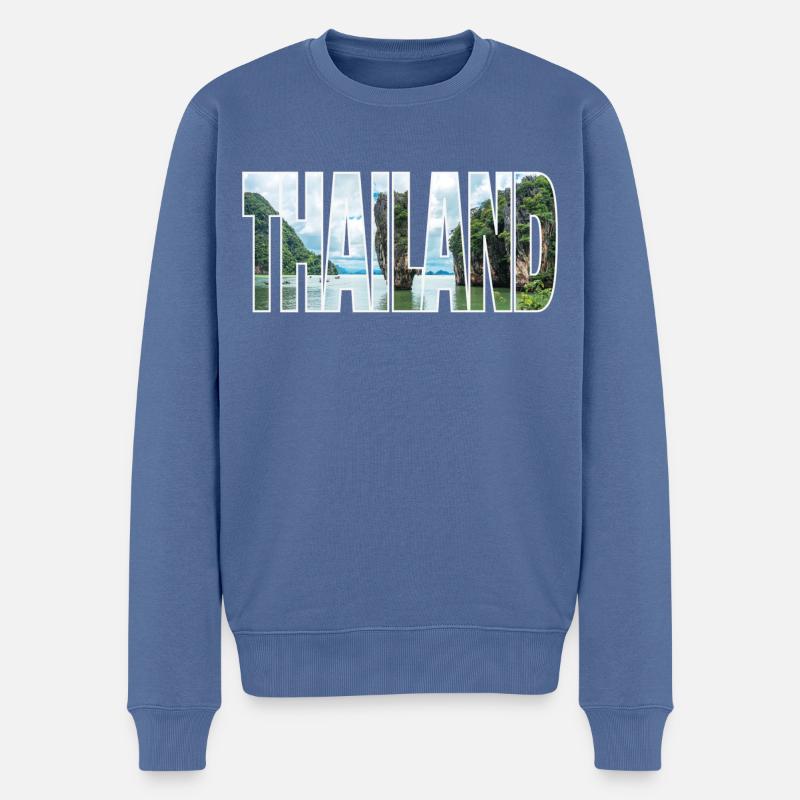 Thaïlande - Pull Premium bio Homme - bleu pigeon