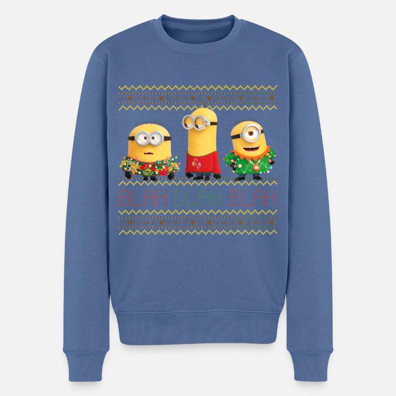 Minions Ugly X-mas Blah - Männer Premium Bio Pullover - Taubenblau