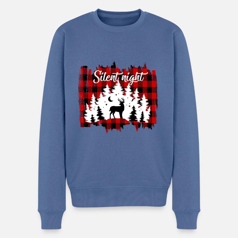 Cadeau de Noël Silent Night - Pull Premium bio Homme - bleu pigeon