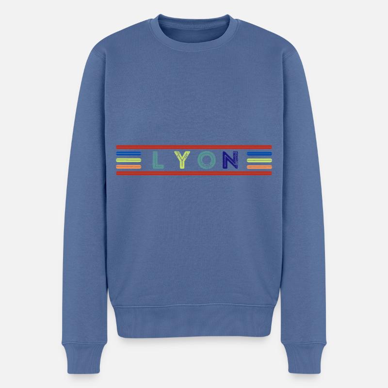 LYON - Männer Premium Bio Pullover - Taubenblau