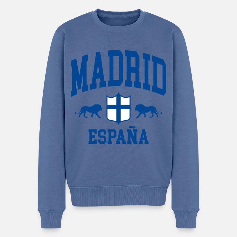 Madrid - Männer Premium Bio Pullover - Taubenblau