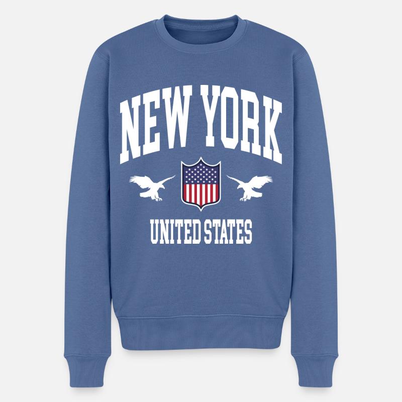 New York - Pull Premium bio Homme - bleu pigeon
