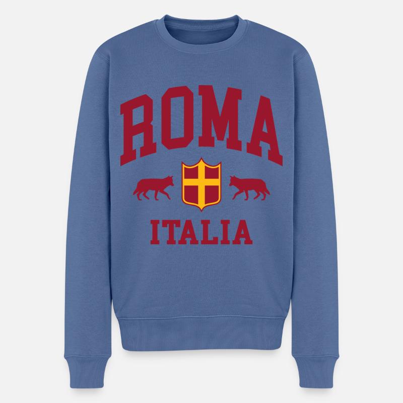 Rom - Männer Premium Bio Pullover - Taubenblau