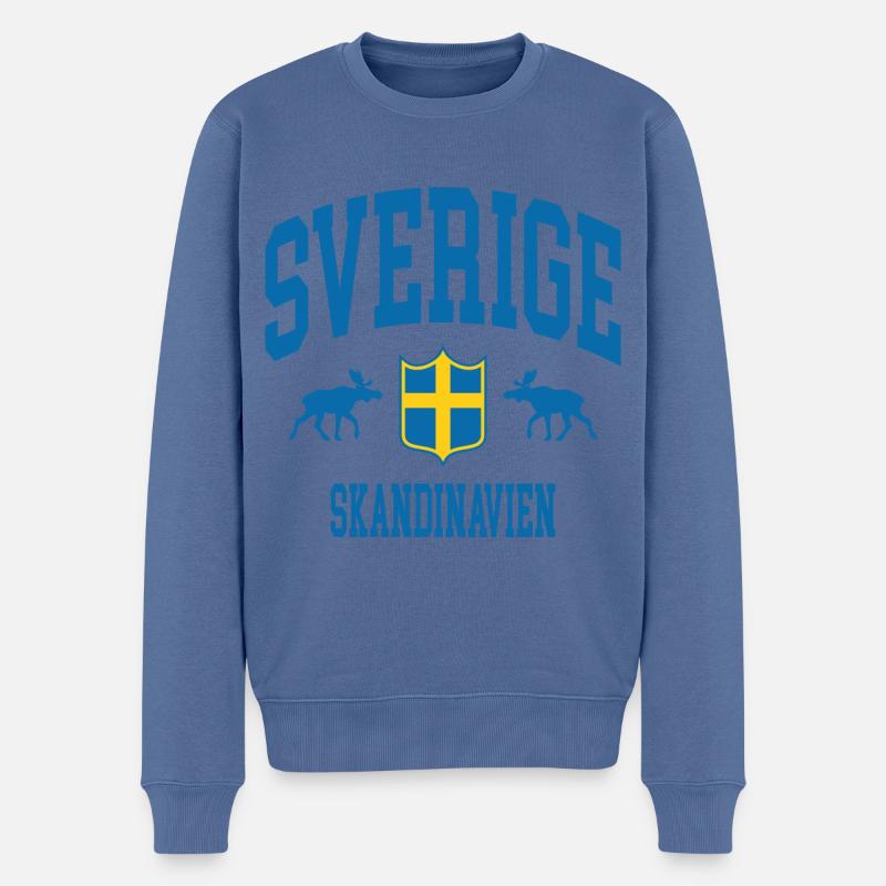 Schweden - Männer Premium Bio Pullover - Taubenblau