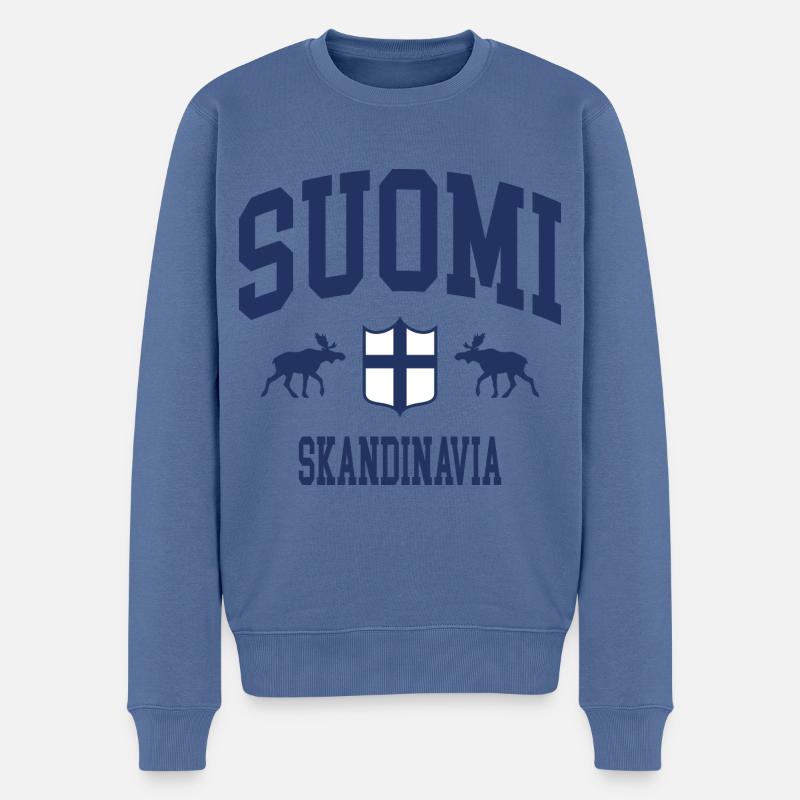 Finnland - Männer Premium Bio Pullover - Taubenblau