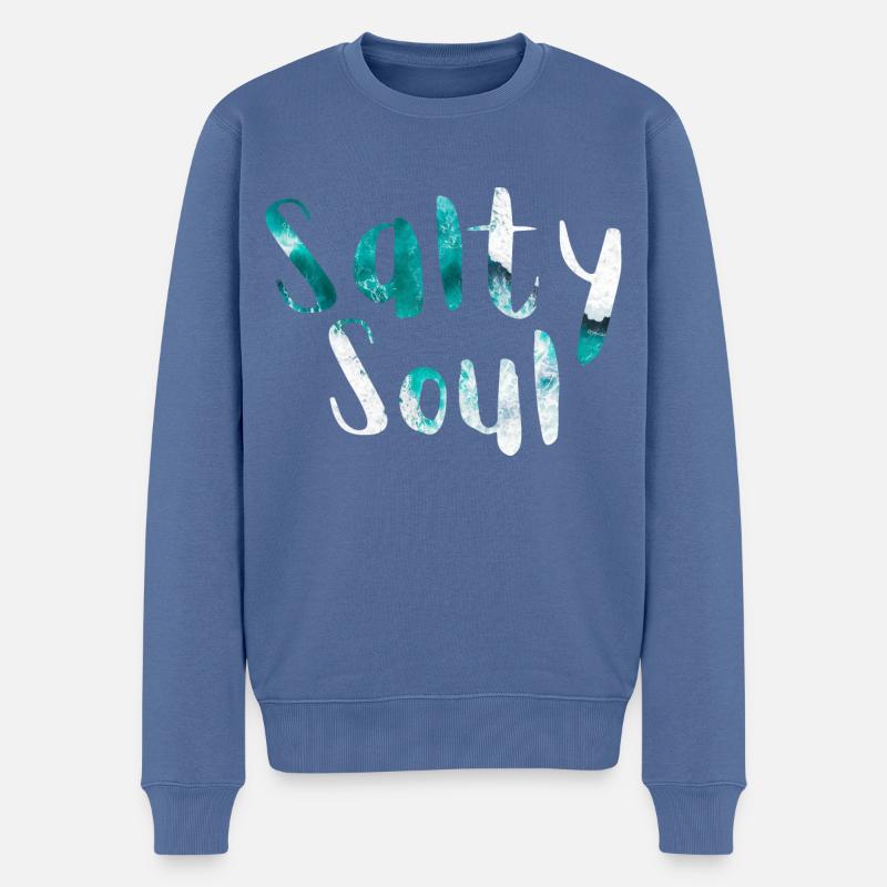 Salty Soul Maritimer Spruch Meer Design Geschenk - Männer Premium Bio Pullover - Taubenblau