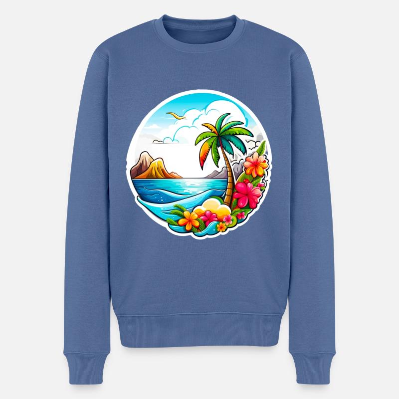 Holiday 01 - Männer Premium Bio Pullover - Taubenblau