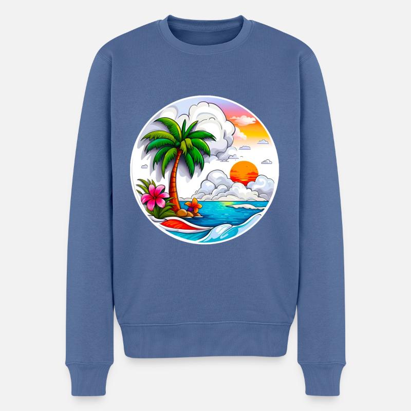 Urlaubsreif - Männer Premium Bio Pullover - Taubenblau