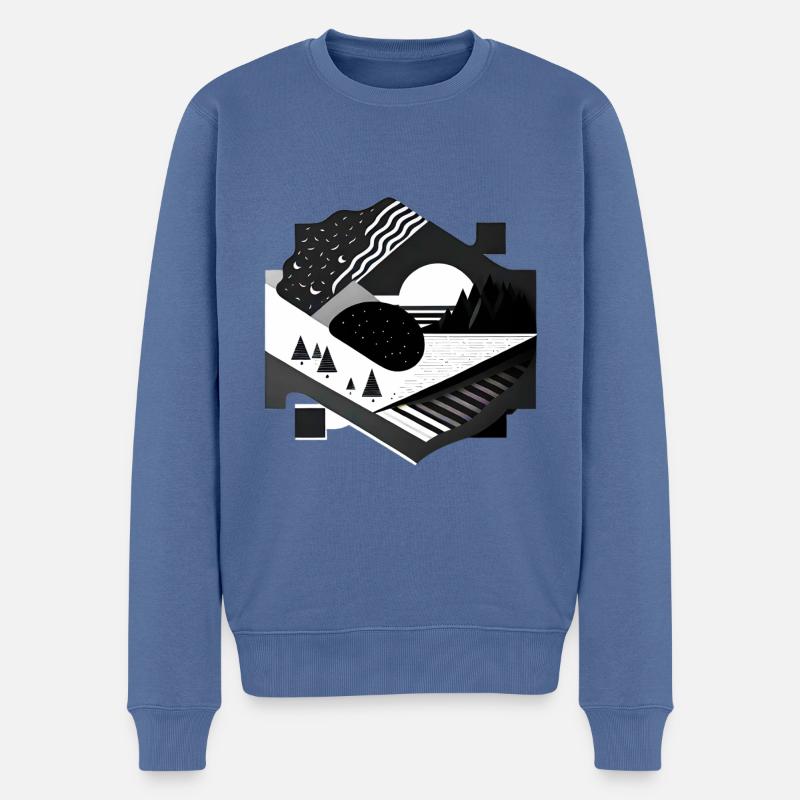 Collage Style Moderne / Paysage - Pull Premium bio Homme - bleu pigeon