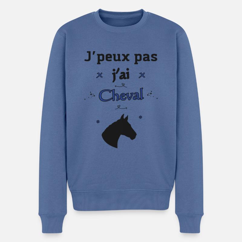 J'peux pas j'ai Cheval - Pull Premium bio Homme - bleu pigeon