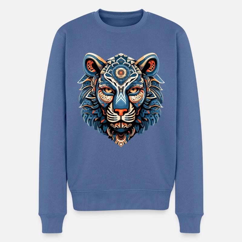 Emblème de lion - Pull Premium bio Homme - bleu pigeon