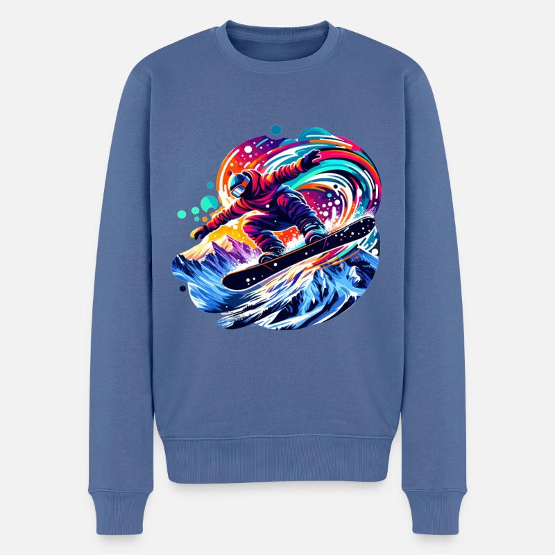 Snowboard Snowboard Vacances Snowboard Design - Pull Premium bio Homme - bleu pigeon