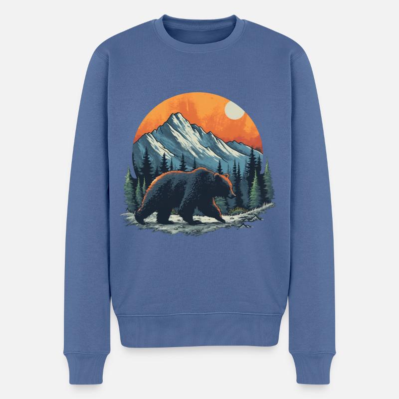 Aventure, Alpinisme, Sauvage Camping Ours - Pull Premium bio Homme - bleu pigeon