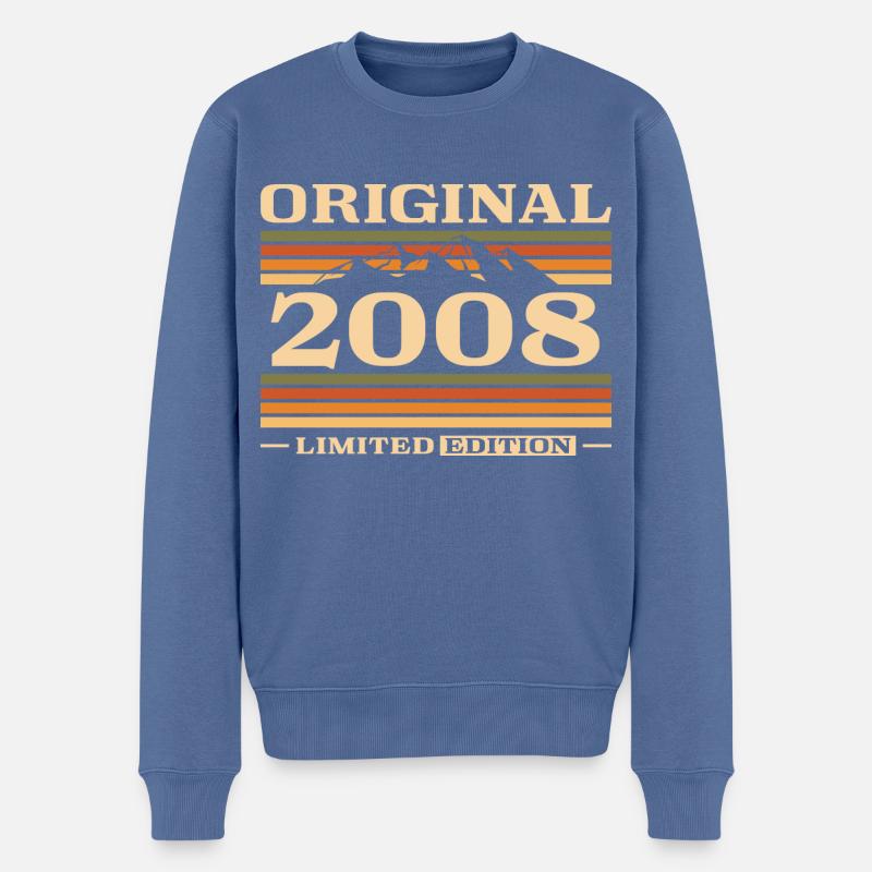 Geboren 2008 Jahrgang Geburtstag Geschenk - Männer Premium Bio Pullover - Taubenblau
