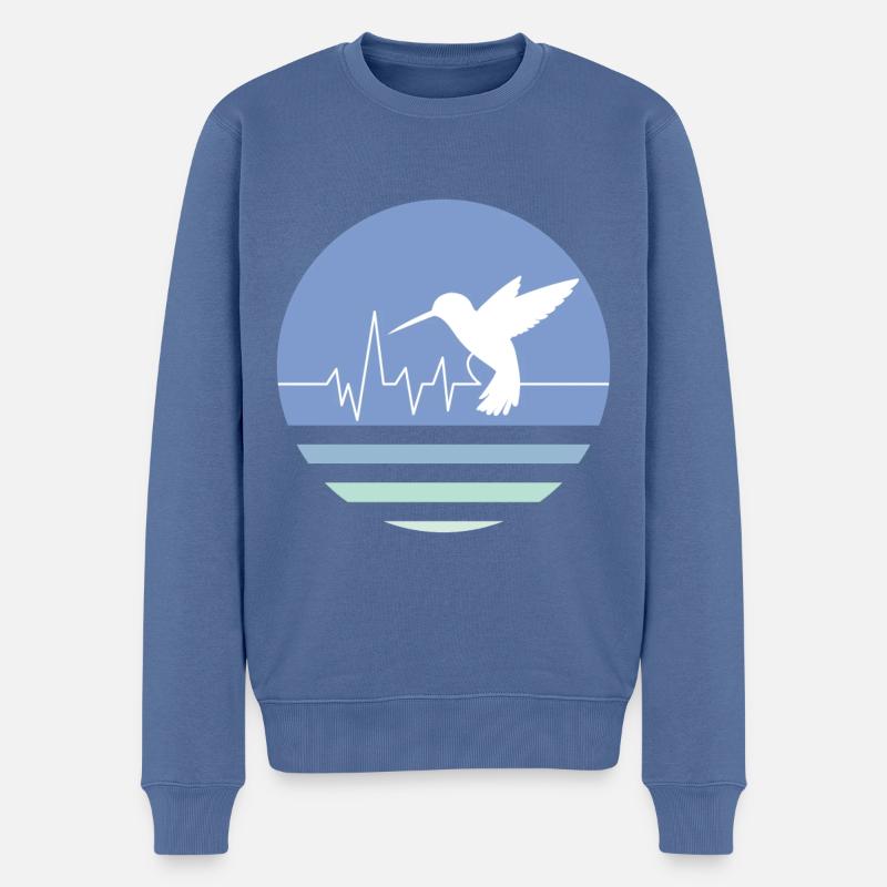 Pastellblauer Kolibri - Männer Premium Bio Pullover - Taubenblau