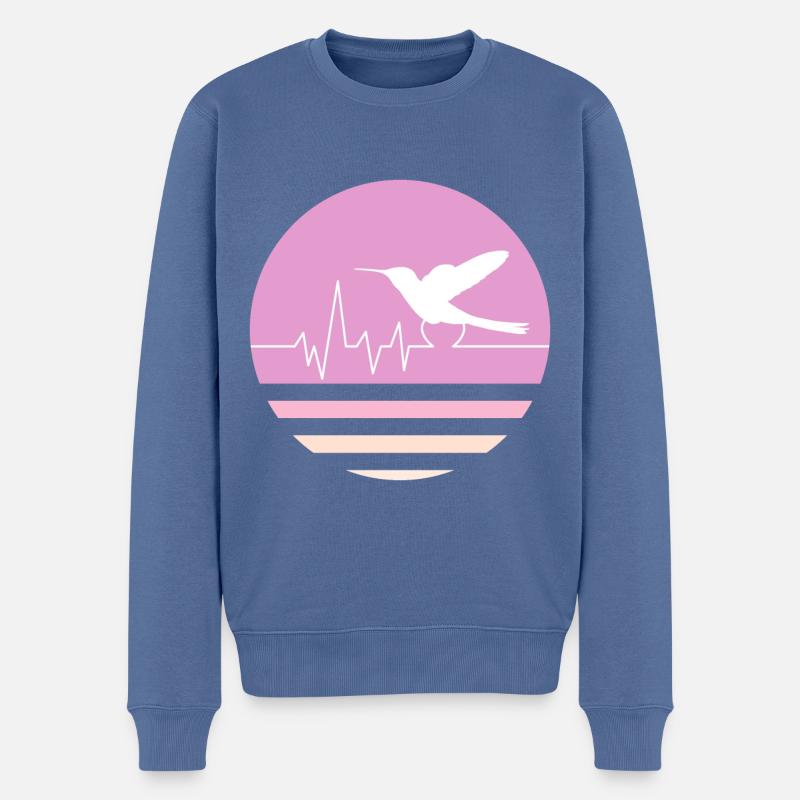 Pastellrosa Kolibri - Männer Premium Bio Pullover - Taubenblau