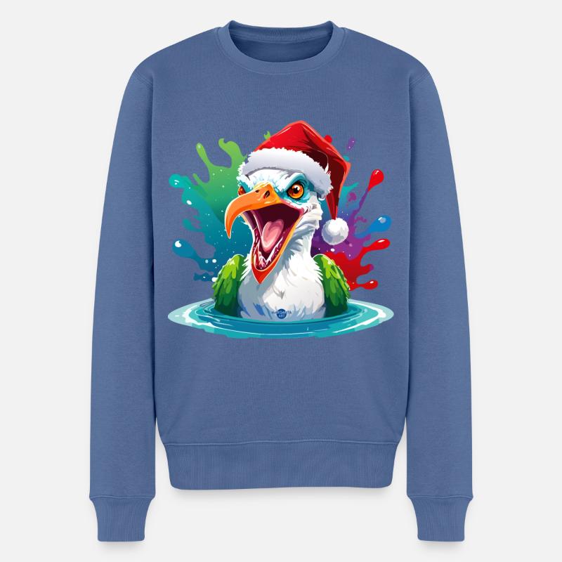 14 Zombie Möwe Meer Weihnachtsmann Farbtropfen - Männer Premium Bio Pullover - Taubenblau