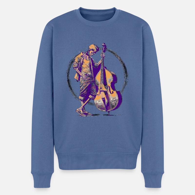 Contrabass Flatguy - Männer Premium Bio Pullover - Taubenblau