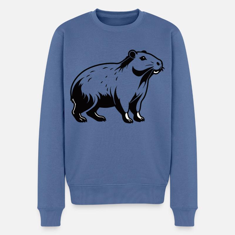 Capybara - Autocollant Animal Mignon - Pull Premium bio Homme - bleu pigeon