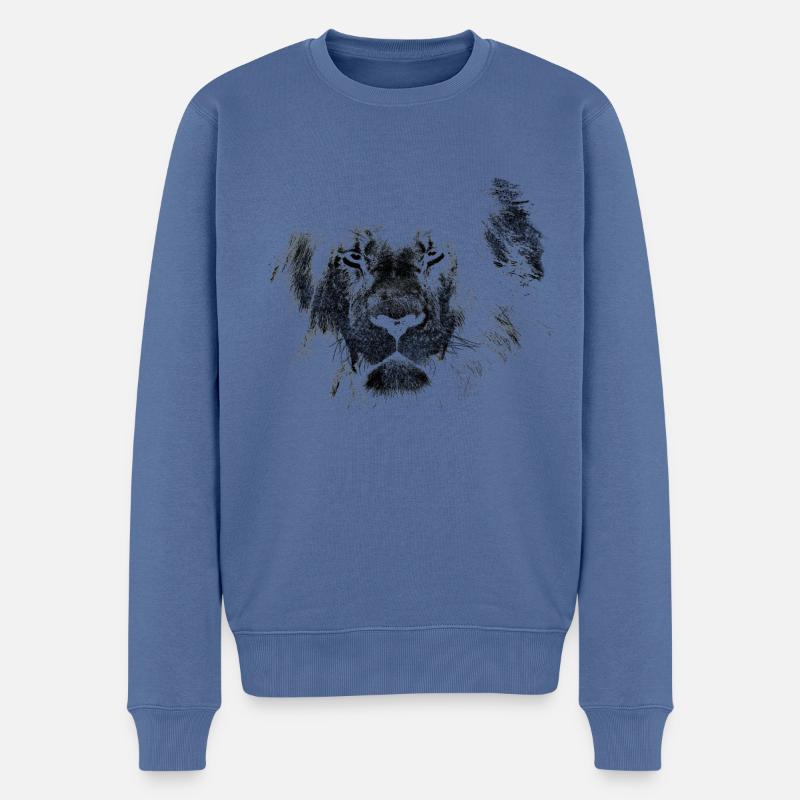 Löwe - Männer Premium Bio Pullover - Taubenblau