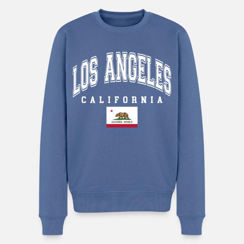 Los Angeles - Männer Premium Bio Pullover - Taubenblau