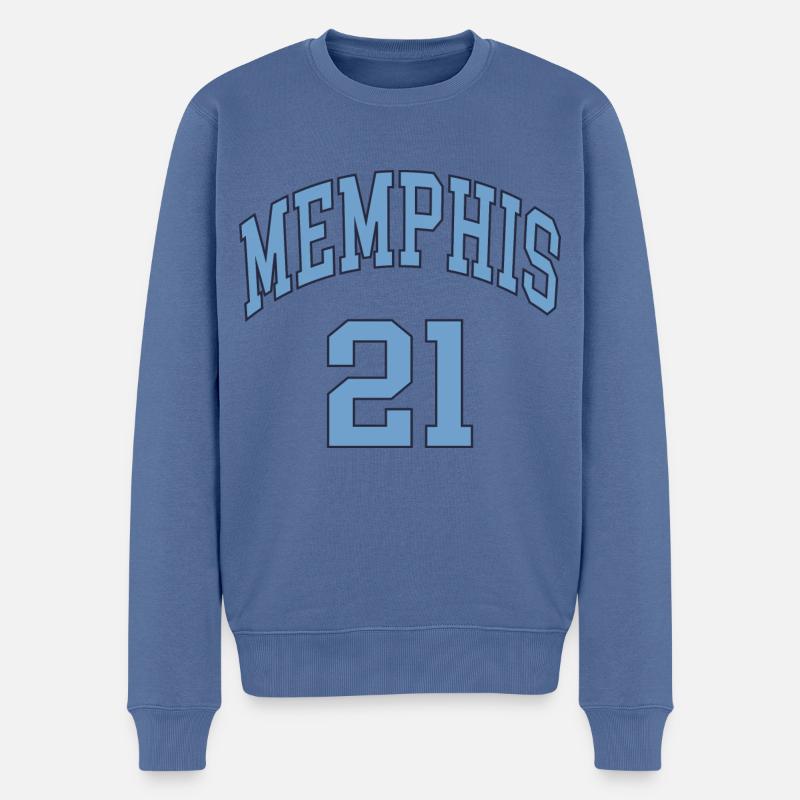 Memphis 21 - Männer Premium Bio Pullover - Taubenblau