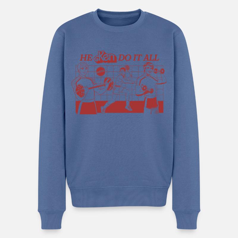 Ken Design Spruch He Ken Do It All - Männer Premium Bio Pullover - Taubenblau