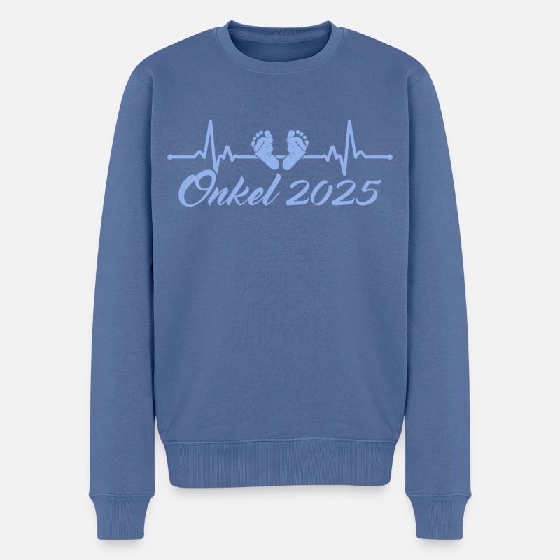 Werdender Onkel 2025 Junge Babyparty - Männer Premium Bio Pullover - Taubenblau