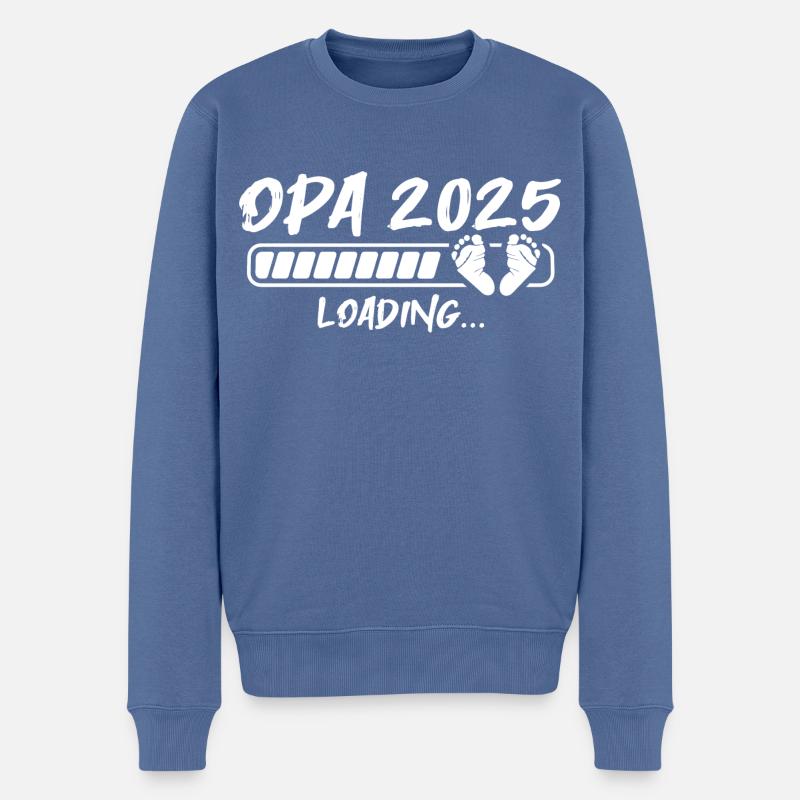 Opa 2025 Schwangerschaft ankündigen Großeltern - Männer Premium Bio Pullover - Taubenblau