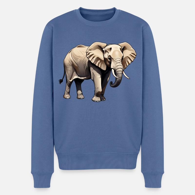 Elefant - Tier Design - Männer Premium Bio Pullover - Taubenblau