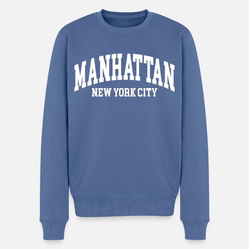 Manhattan - Pull Premium bio Homme - bleu pigeon