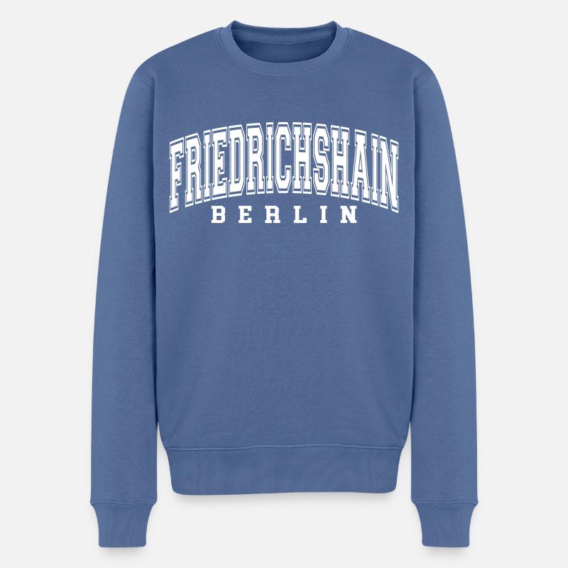 Friedrichshain - Männer Premium Bio Pullover - Taubenblau