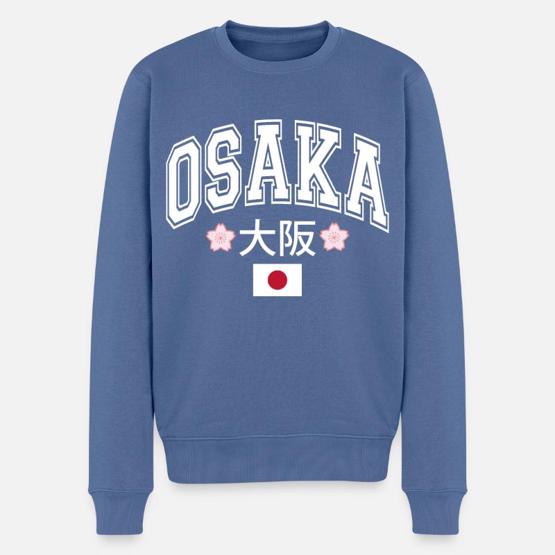 Osaka - Männer Premium Bio Pullover - Taubenblau