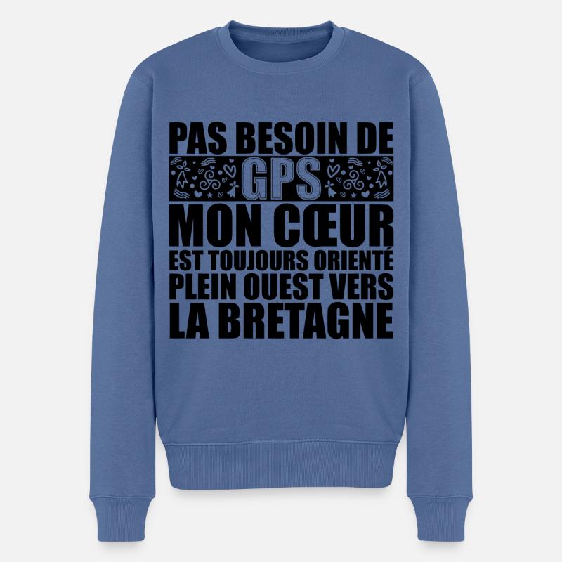 BRETON - Pull Premium bio Homme - bleu pigeon