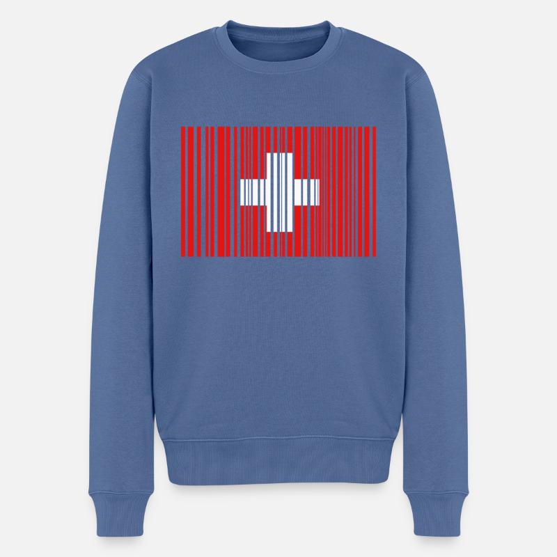 Schweiz Swiss - Männer Premium Bio Pullover - Taubenblau