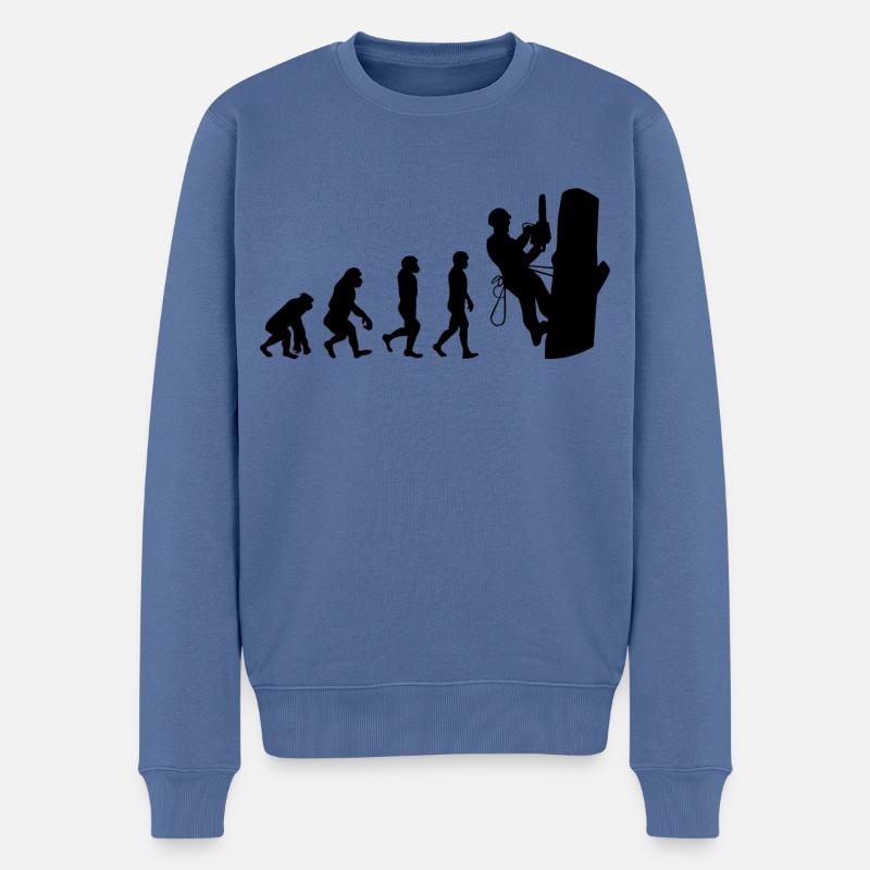 Arboriculteur Grimpeur Escalade Tondeuse Evolution - Pull Premium bio Homme - bleu pigeon