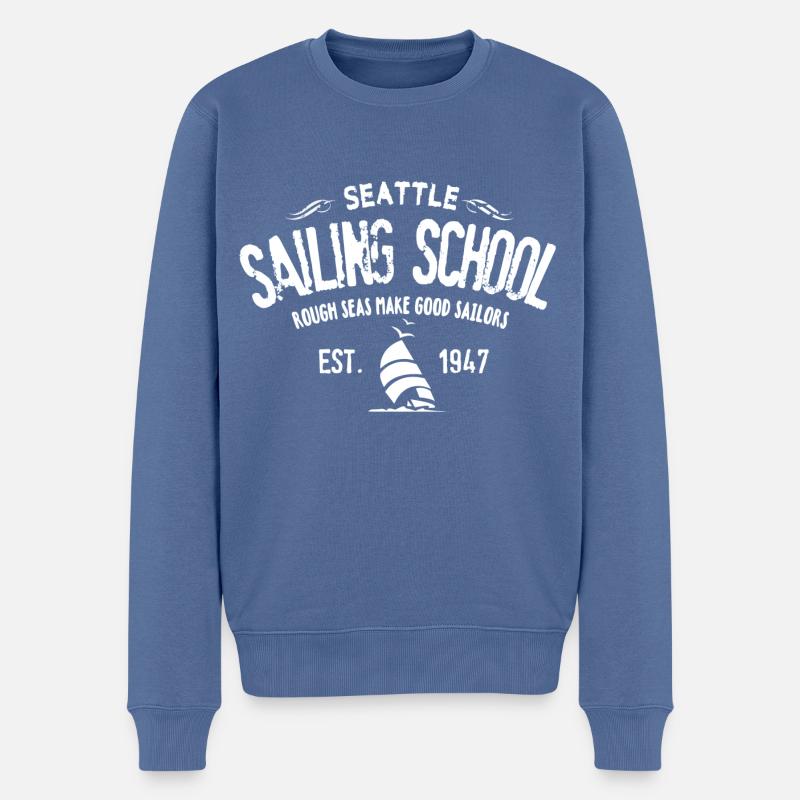Seattle Segelschule - Männer Premium Bio Pullover - Taubenblau