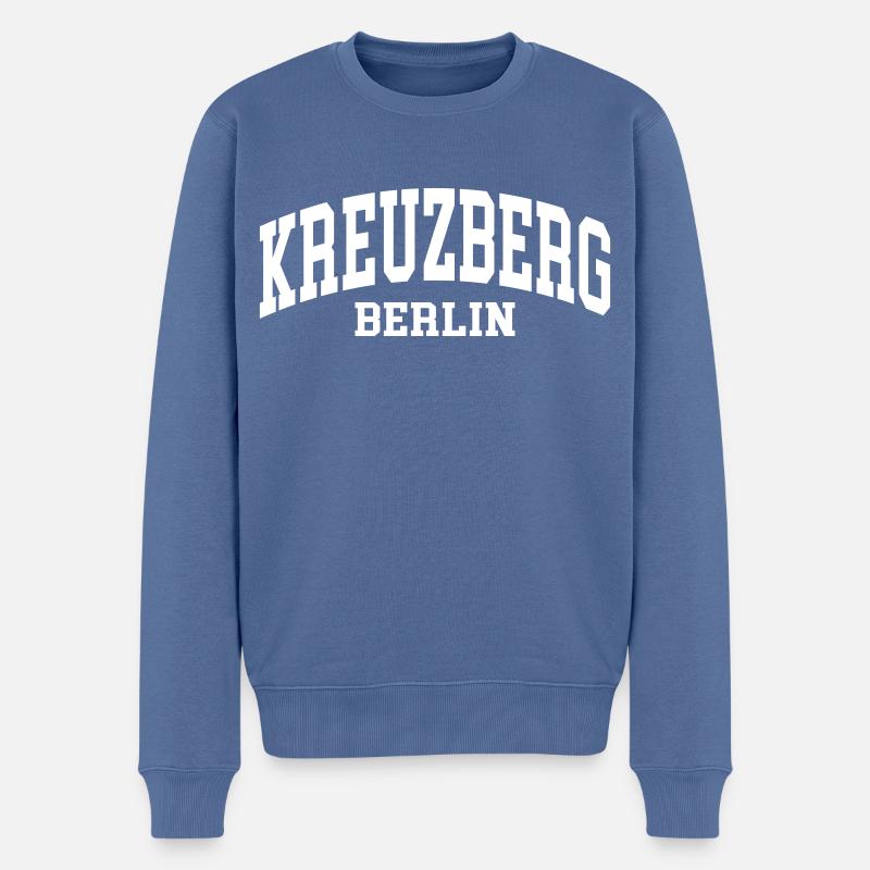 Kreuzberg - Männer Premium Bio Pullover - Taubenblau