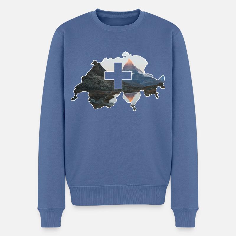Schweiz - Männer Premium Bio Pullover - Taubenblau