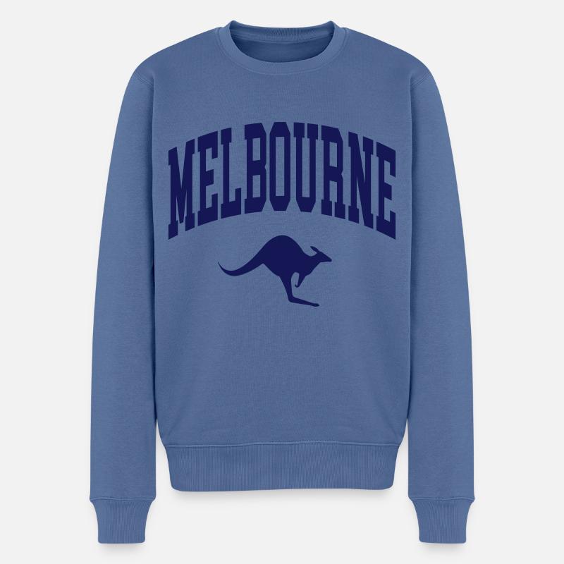 Melbourne - Männer Premium Bio Pullover - Taubenblau