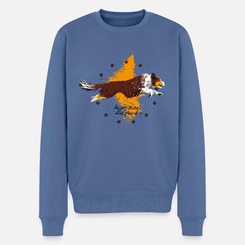 red Australian Shepherd - Männer Premium Bio Pullover - Taubenblau