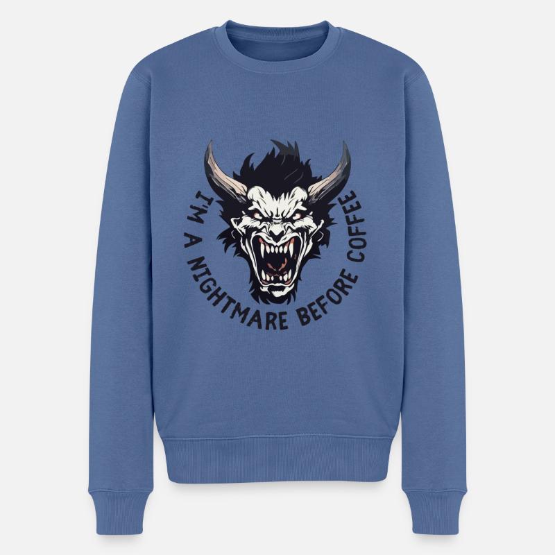 Nightmare before Coffee - Männer Premium Bio Pullover - Taubenblau