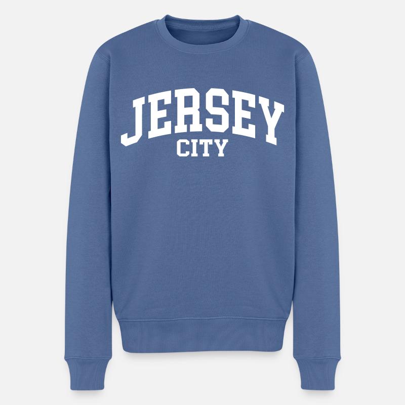 Jersey City - Männer Premium Bio Pullover - Taubenblau