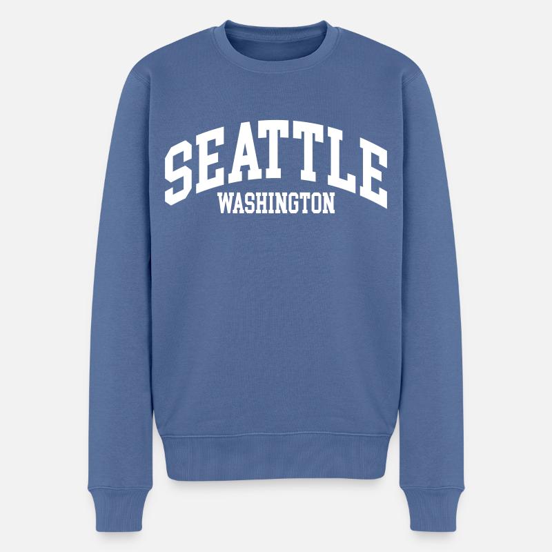 Seattle - Männer Premium Bio Pullover - Taubenblau